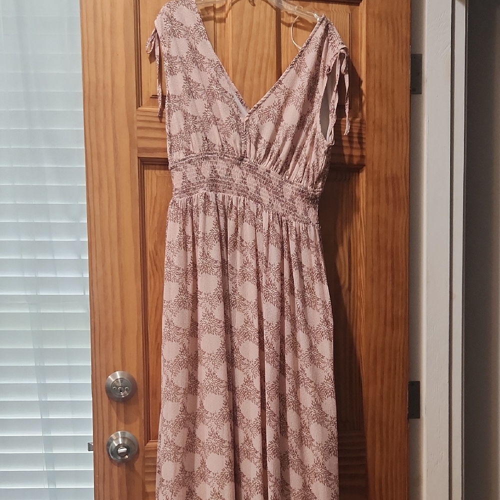 Lush Blush and White Maxi Dress